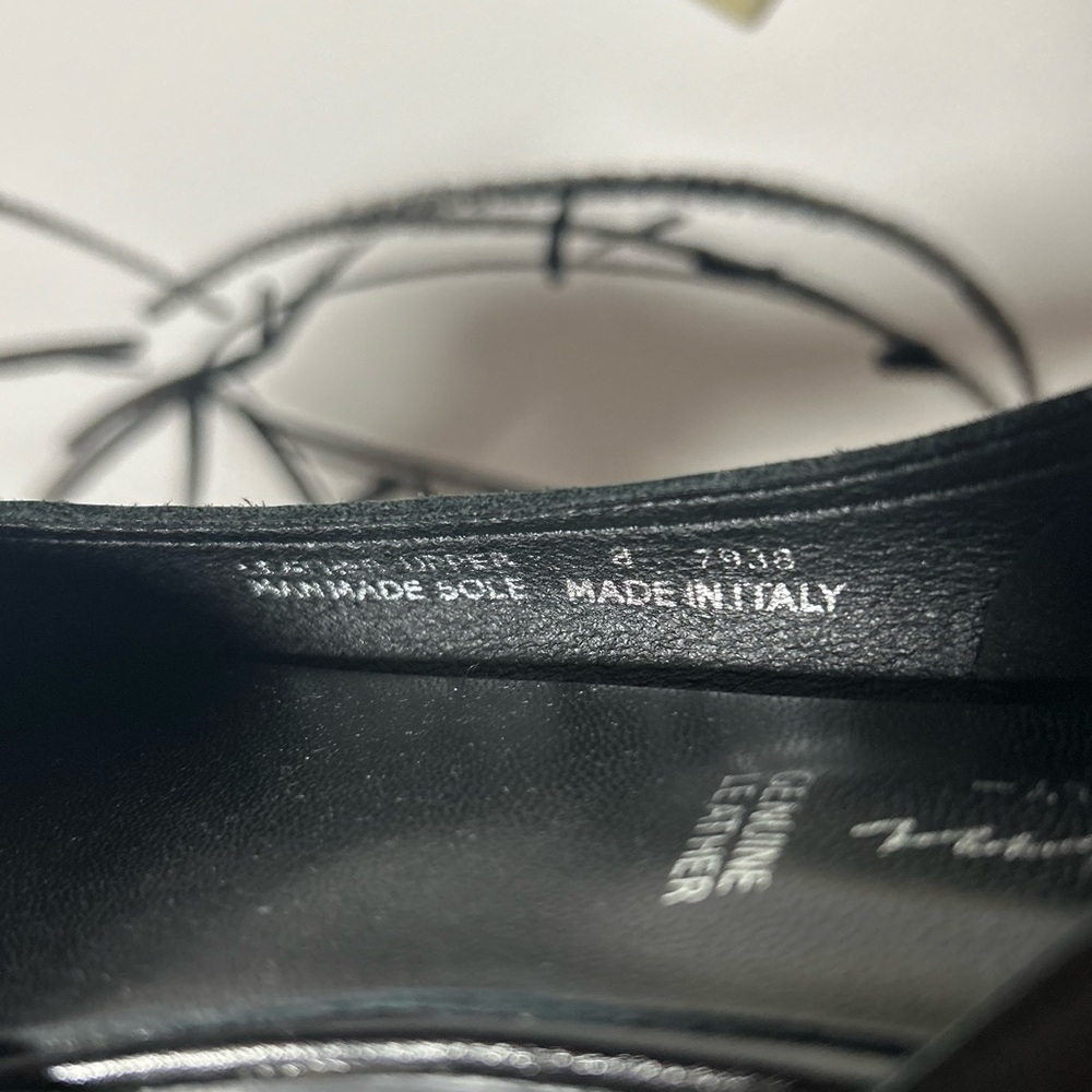 NEW Avellini Black Leather Open-Toe Flats with Buckle, Women’s Size 8 - Picture 7 of 9